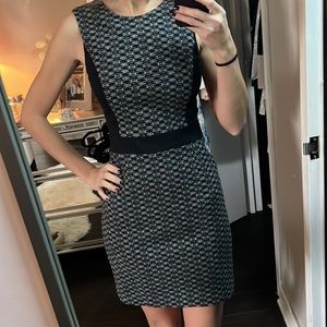 Theory Black and Gray Patterned Dress